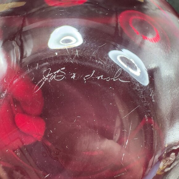 Vintage Murano Art Glass Dish Bowl Venetian Glass Thick Heavy Artist Signed VTG - Picture 6 of 12